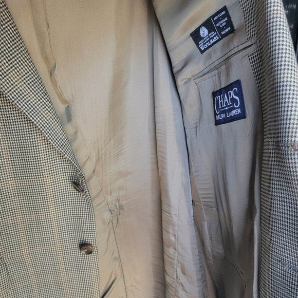 44R Chaps Ralph Lauren Men Brown Tweed Blazer Sport Coat Suit Jacket Houndstooth - Picture 7 of 9